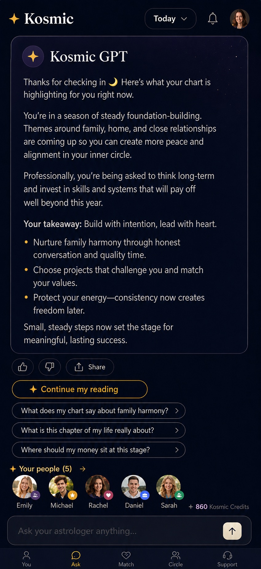 Ask Kosmic — your chart as a conversation